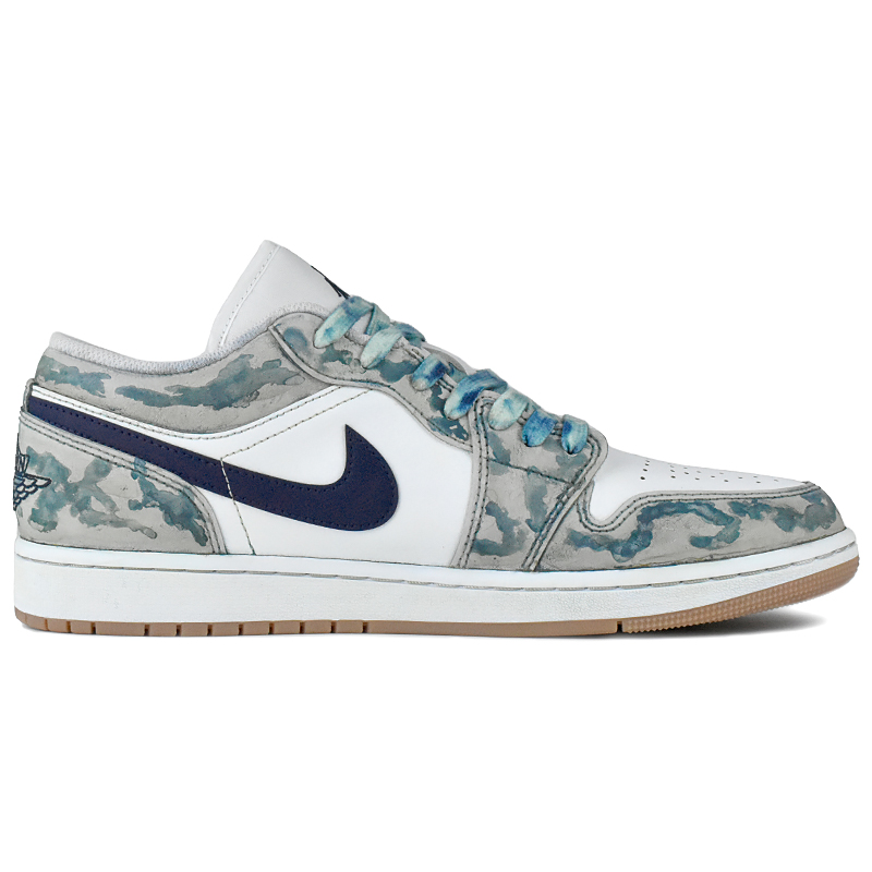Jordan Air Jordan 1 Low top Vintage Basketball Shoes Unisex White Gray
