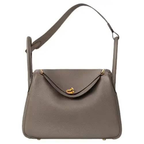 HERMES Lindy Clemence Bullock Leather Shoulder Bag 30 Women's 8F Gris ÉTain Tin Gray