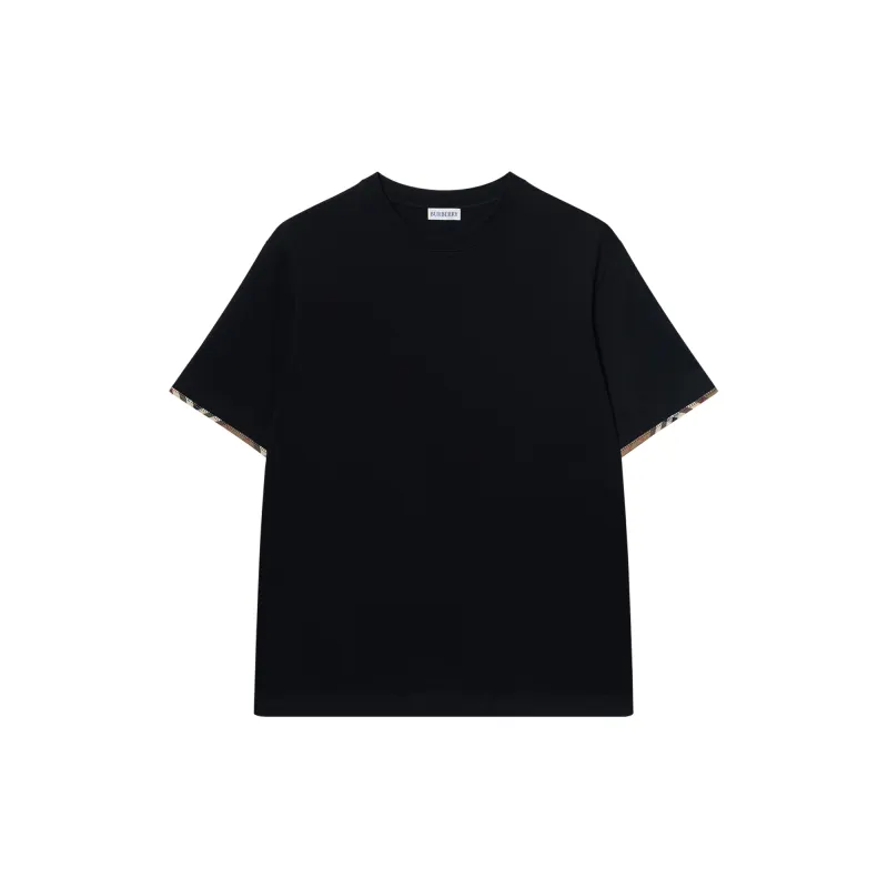 Burberry T Shirts Men's Black Crew Neck Moderate Straight Fit