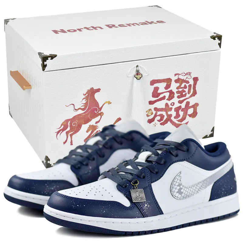 Jordan Air Jordan 1 Slip Resistant Abrasion Resistant Low top Vintage Basketball Shoes Men's Blue