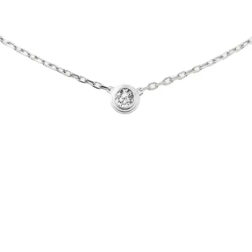 CARTIER D'Amour Collection Diamond 18K White Gold Necklaces Unisex White Gold