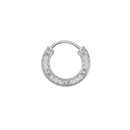 CARTIER LOVE 18K Gold Diamond Earrings Unisex White Gold