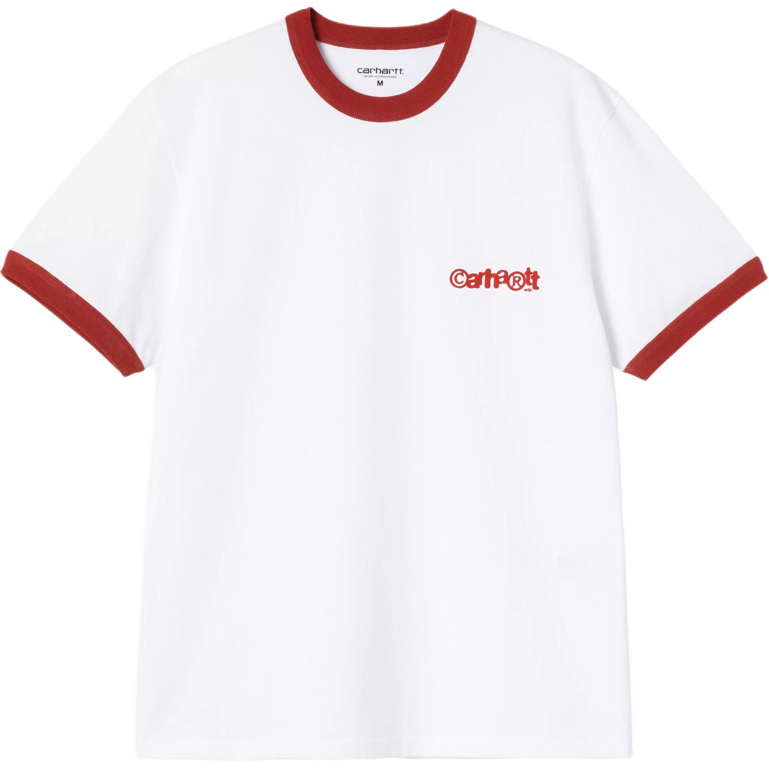 Футболка Carhartt WIP SS26 S/S Ip Ringer T-Shirt (белая с черным)
