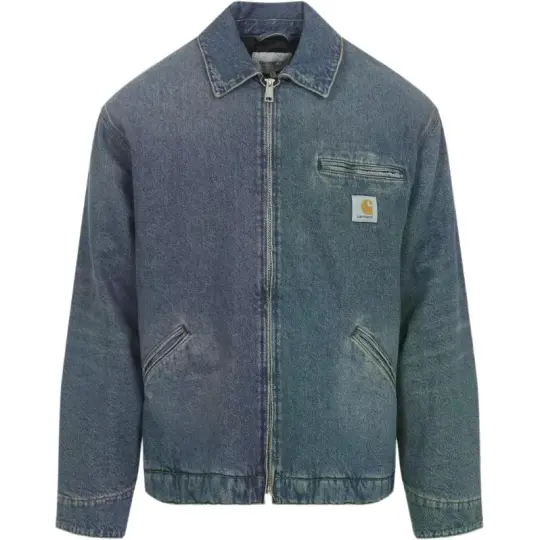 Дизайн на молнии Carhartt WIP, свободный и удобный логотип бренда, прямая джинсовая куртка с длинными рукавами и лацканами, одинаковый стиль для мужчин и женщин