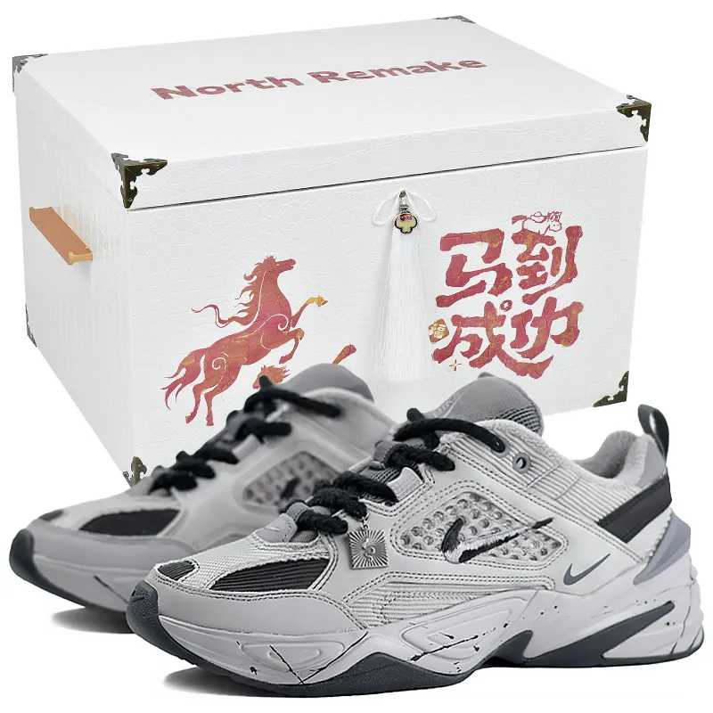 Nike M2K Tekno Slip Resistant Abrasion Resistant Low top Chunky Sneakers Unisex Black Gray