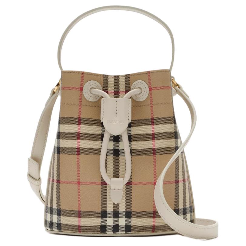 Женская сумка Burberry Check Bucket (бежевая)