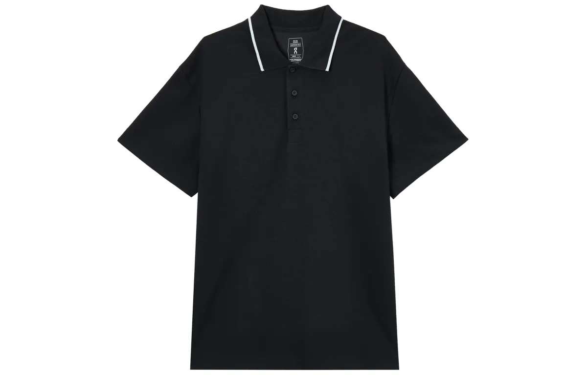 On Polo Shirts Men's Black Polo Collar Moderate