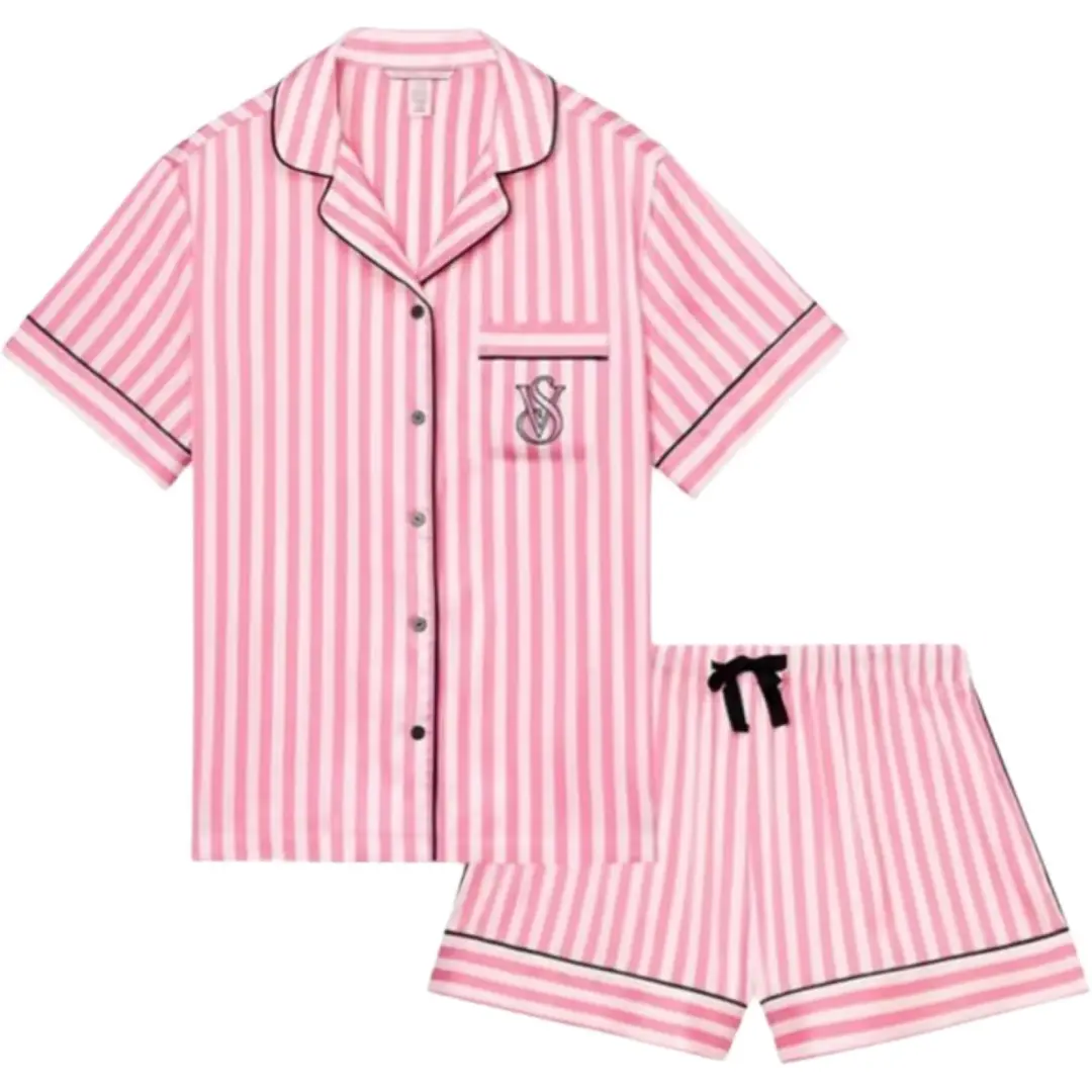 Victoria's Secret Pajama Set Women's Pink Stripes