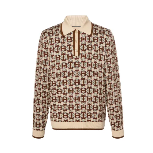GUCCI Horsebit Jacquard Long-Sleeved Polo Shirt