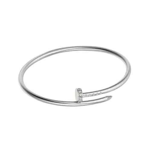 CARTIER JUSTE UN CLOU creative nails, head and tail pavé, 18K gold diamond bracelet, same style for men and women, white gold