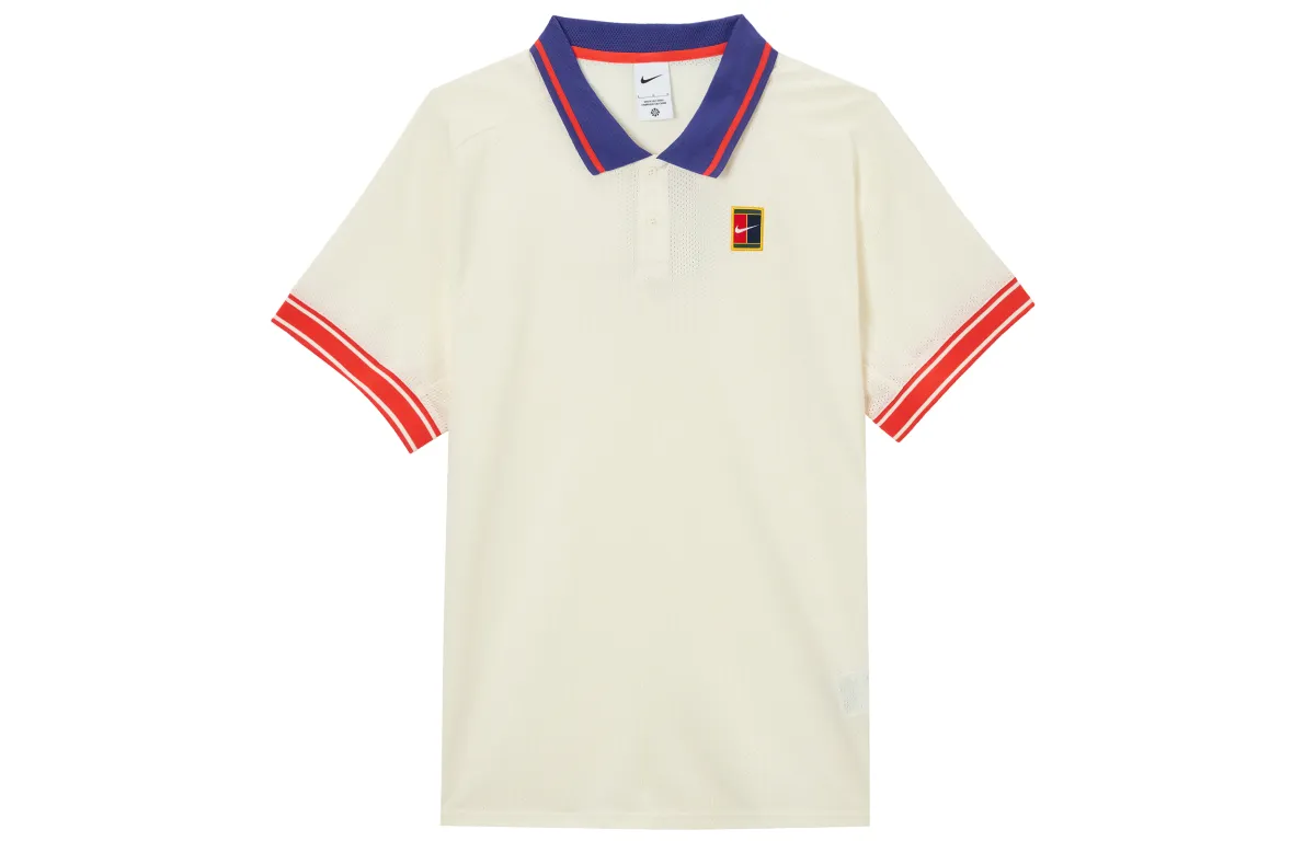 Nike Court Heritage Polo Shirt Men's Light Ivory White/Light Red