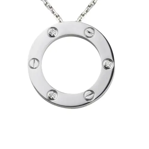 CARTIER LOVE 18K Gold Diamond Necklaces Unisex White Gold