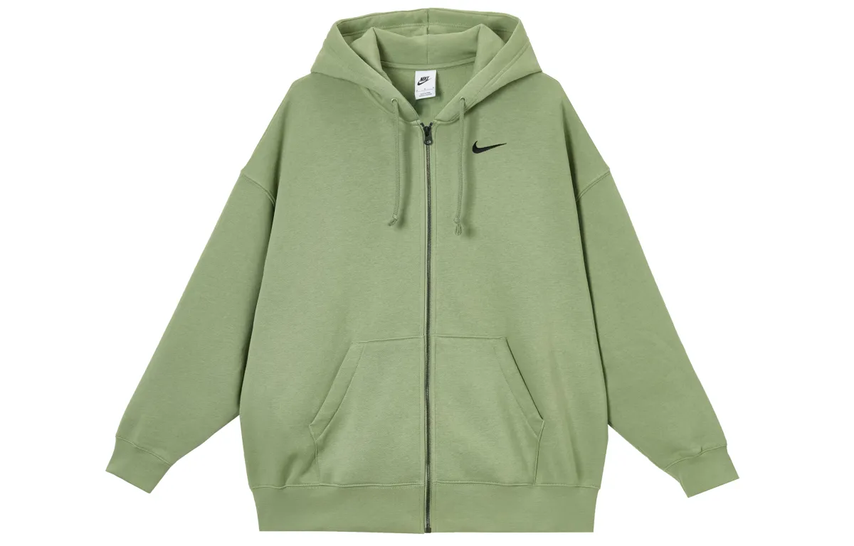 Nike Athleisure Collection, Fleece Lined Thermal Hooded Long Sleeved Jacket Women's Light Green