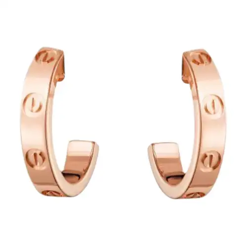 CARTIER LOVE 18K Gold Earrings Unisex Rose Gold