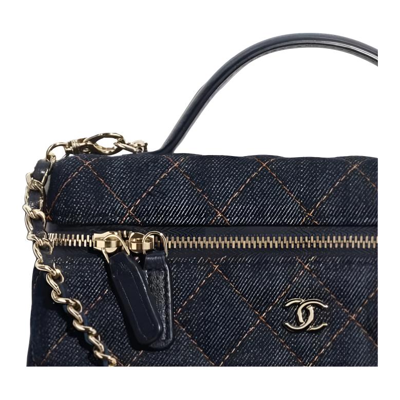 Женская сумка Chanel 26P Box Bag (темно-синяя с оранжевым) — фото 5