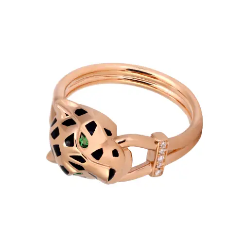CARTIER Panthère De Cartier 18K Gold Sapphire, Onyx Rings Unisex Rose Gold
