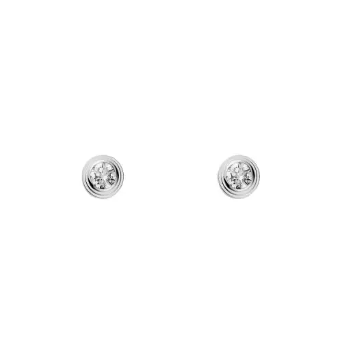 CARTIER D'Amour Collection 18K Gold Diamond Stud Earrings Unisex White Gold