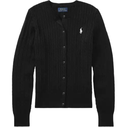 Polo Ralph Lauren Sweater, small pony, knitted black children's long-sleeve, with embroidery