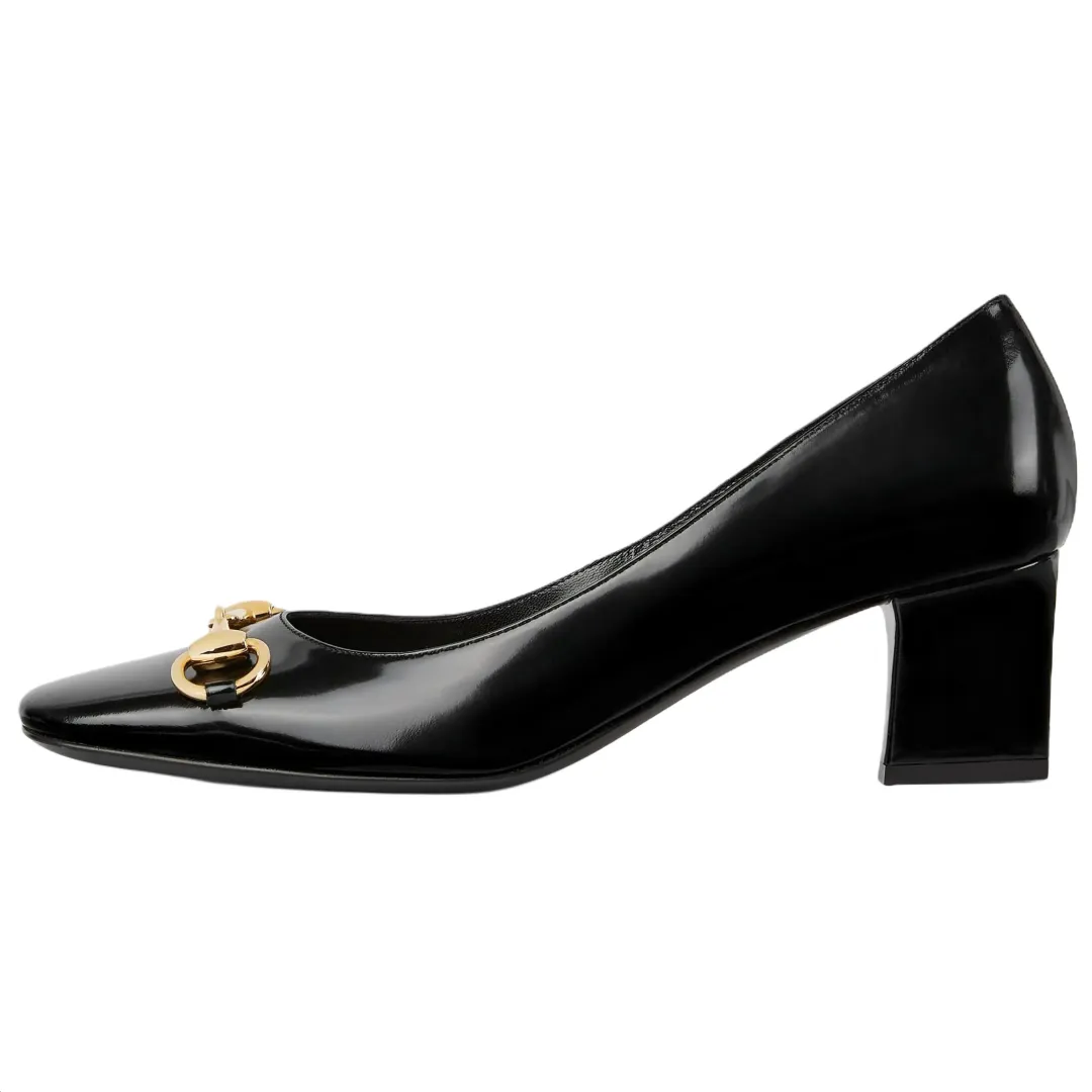 GUCCI Signoria Chunky Heel High Heels 5.5cm Women's Black