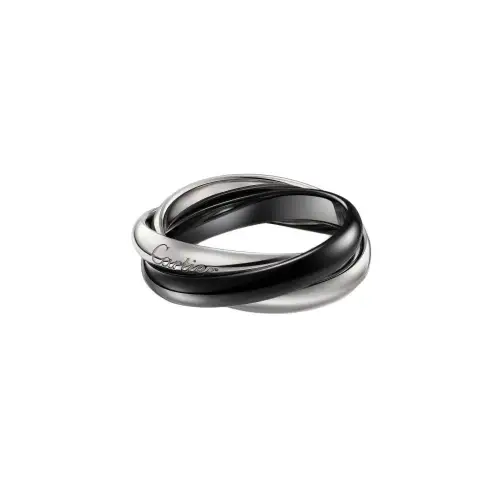 CARTIER Trinity Series 18K Gold Ceramic Rings Unisex White Gold/Black