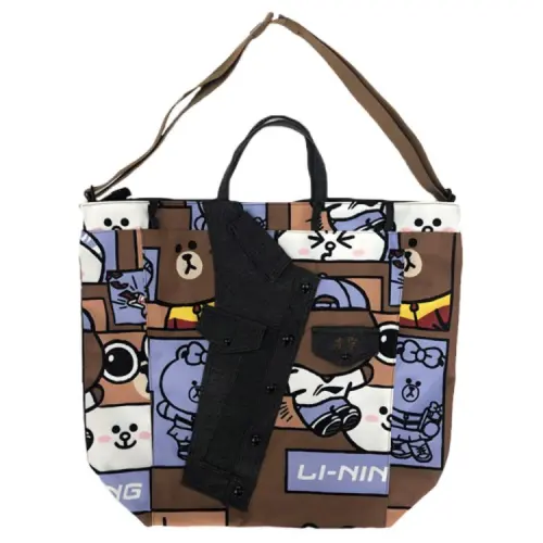 Li Ning LINE FRIENDS Co branded Polyester Handbag Unisex Black
