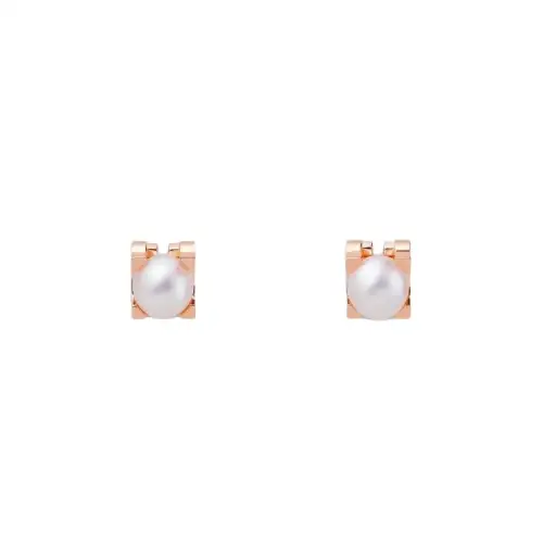 Cartier, classic golden earrings with letters for men and women, 750 sample gold, for beloved, pink gold