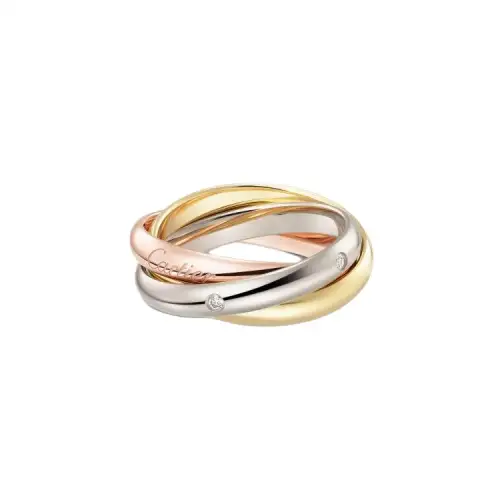 CARTIER Trinity Series 18K Gold Diamond Rings Unisex Multicolor