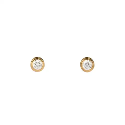 CARTIER D'Amour Collection 18K Gold Diamond Stud Earrings Unisex Gold