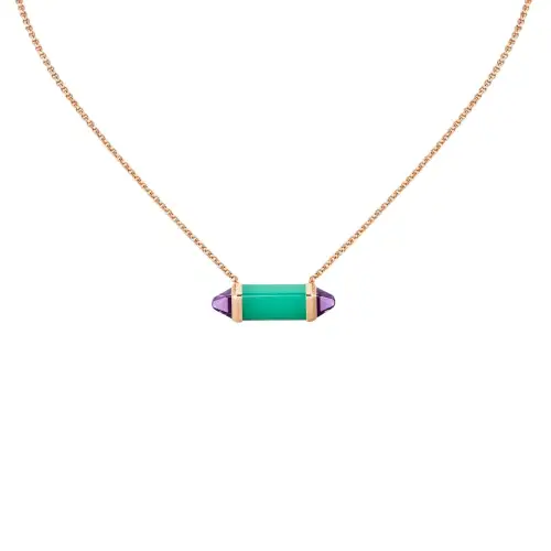 CARTIER Les Berlingots De Cartier Collection 18K Rose Gold, Green Chalcedony, Amethyst Necklaces Unisex Rose Gold
