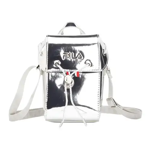 FILA PVC One Shoulder Handbag, Crossbody Bag Women's Silver