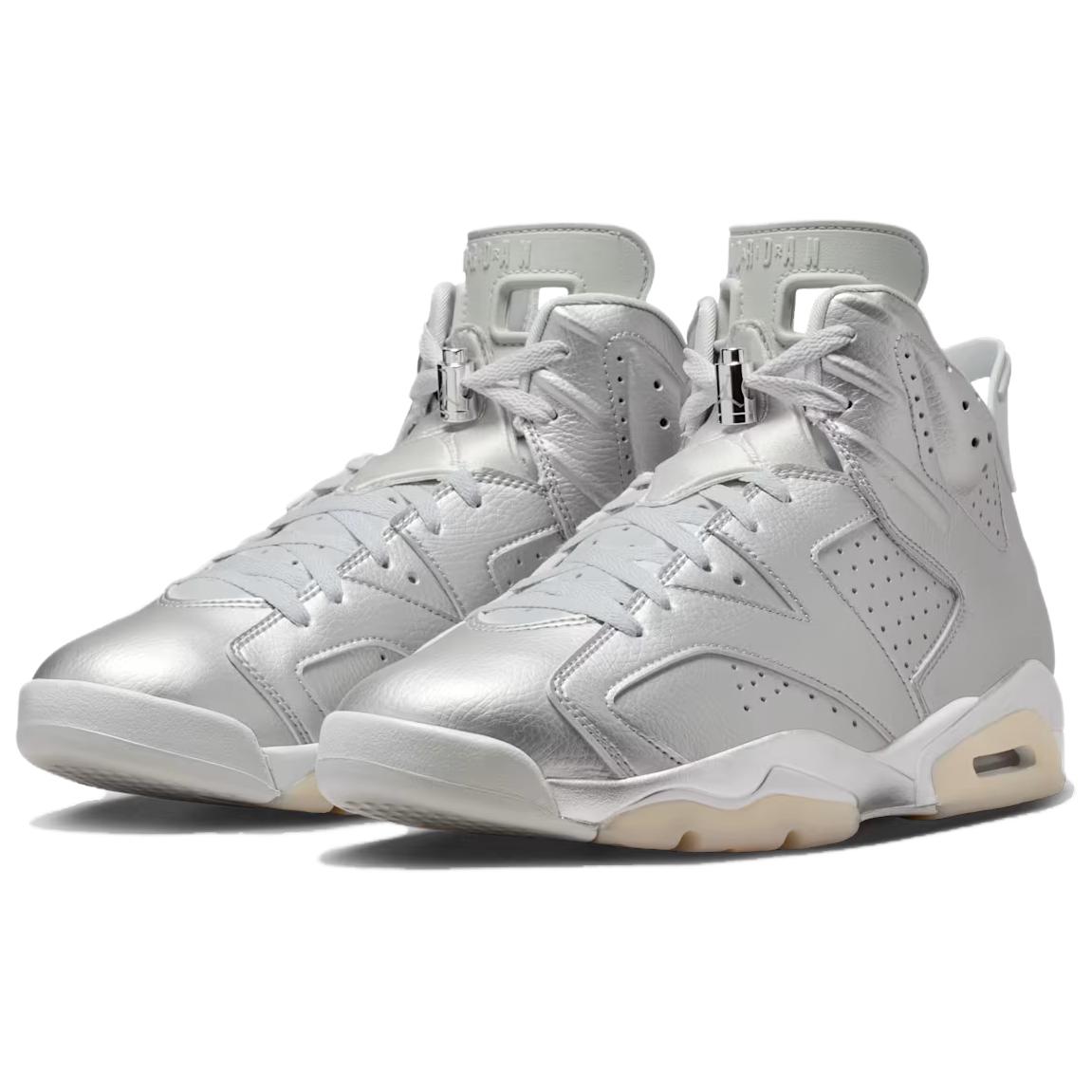 PSG x Jordan Air Jordan 6 Abrasion Resistant High top Vintage Basketball Shoes Men’s Silver