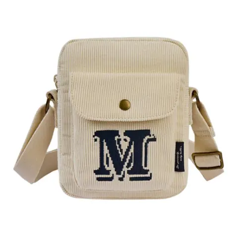Mizuno Corduroy Crossbody Bag, Shoulder Bag Unisex Coconut Milk White