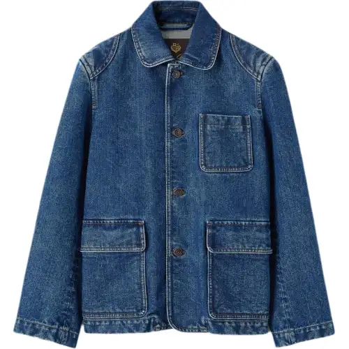 Loro Piana SS26 Spring and Summer Series Round Collar Button Patch Pocket Long Sleeve Denim Jacket Women's