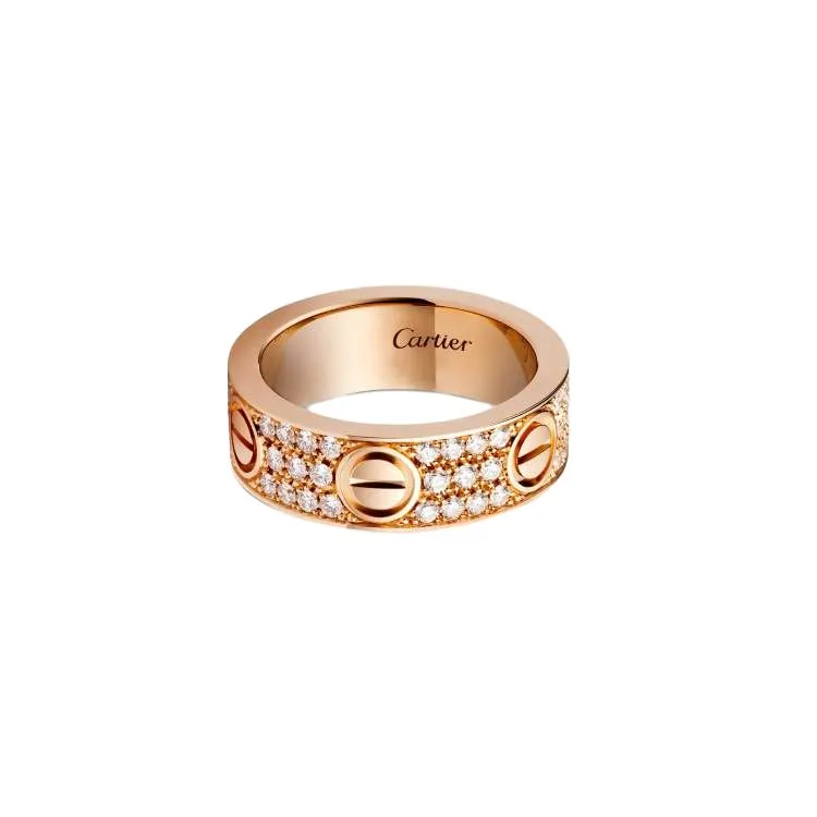 CARTIER LOVE 18K Gold Diamond Rings Unisex Rose Gold