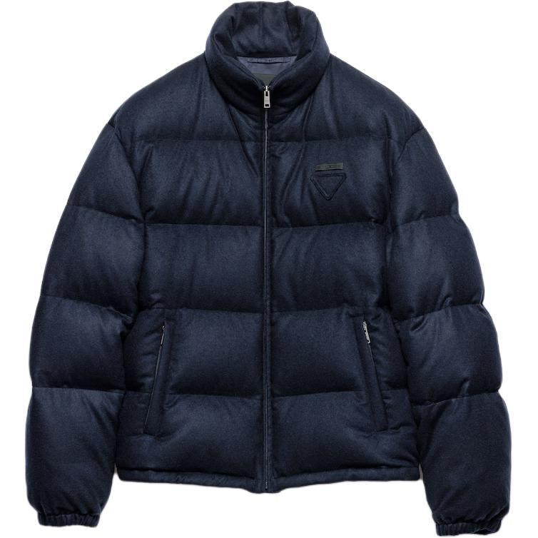 PRADA Prada FW25 Red Horse Welcomes Spring Quilted Stand Collar Zipper Pocket Cashmere Long Sleeve Straight Cut Hem Down Jacket Men's Style
