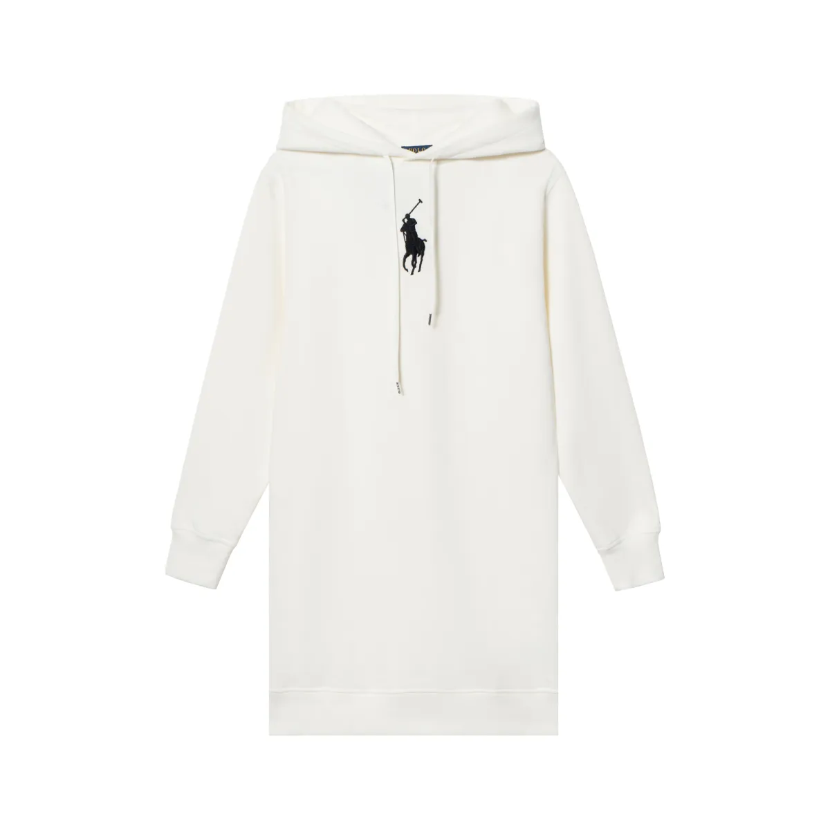 Polo Ralph Lauren Big Pony FW23 Malaysia Logo Embroidery Hooded Fleece Lined Long Sleeved Dress Women's White