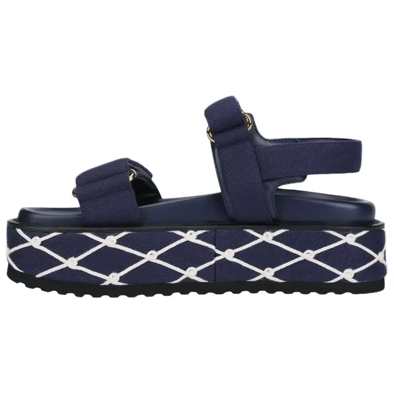 LOUIS VUITTON Sunset One Strap Sandals 5CM Women's Dark Blue