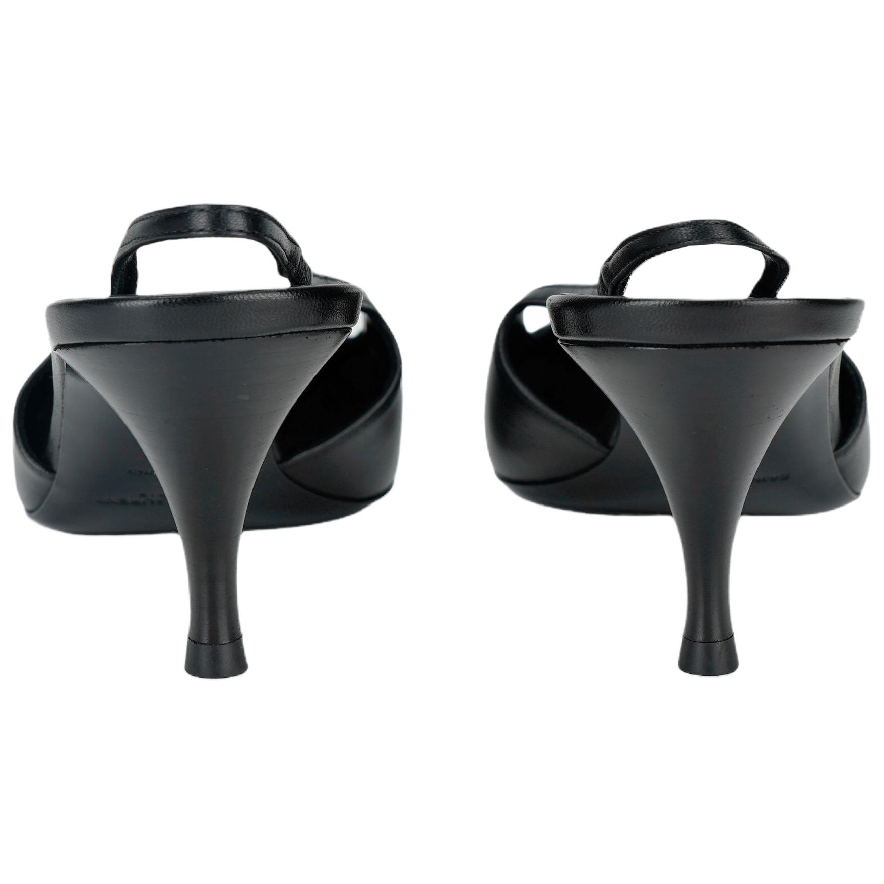 SAINT LAURENT Blade Leather Cone Heel High Heels 6CM Women's Black