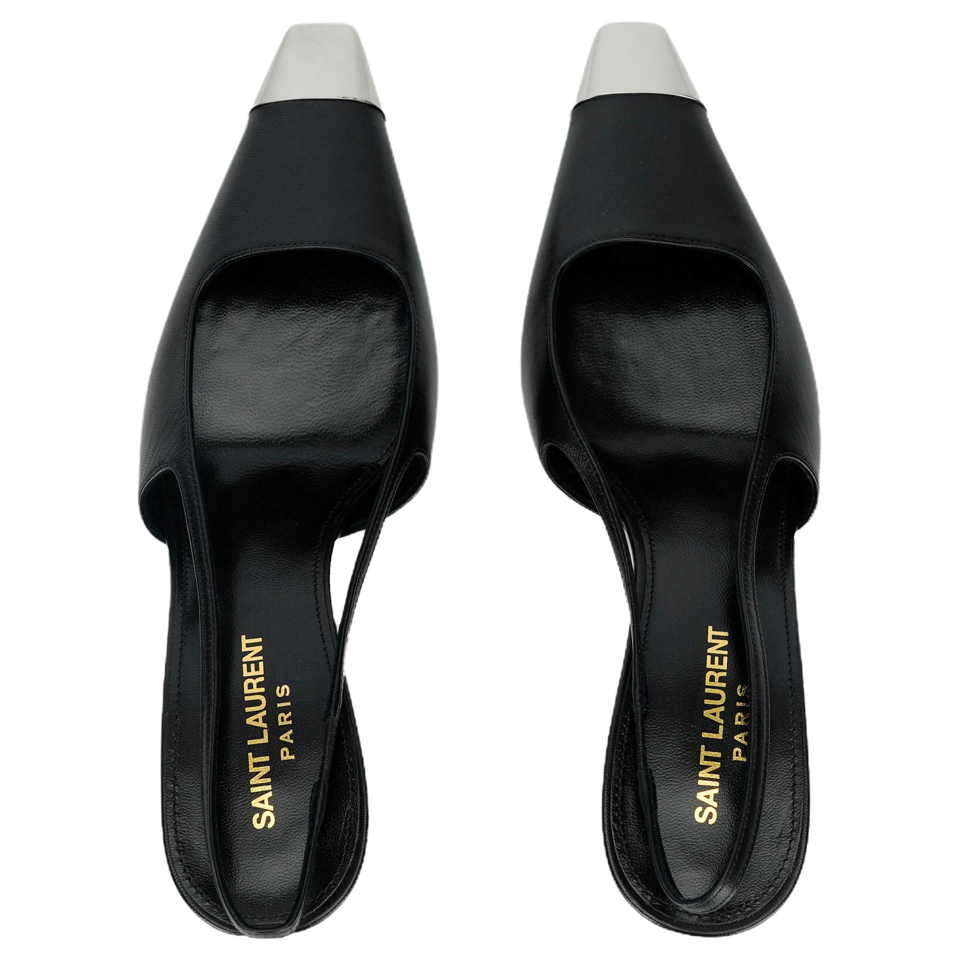 SAINT LAURENT Blade Leather Cone Heel High Heels 6CM Women's Black