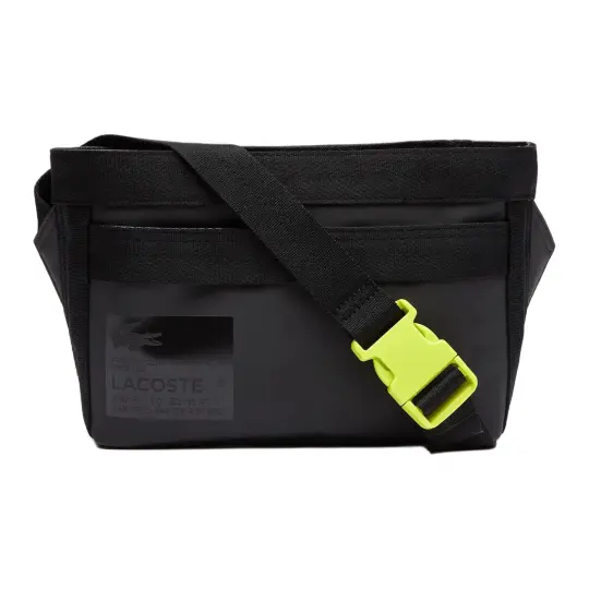 LACOSTE Blended Material Crossbody Bag, Shoulder Bag Medium Men's Black