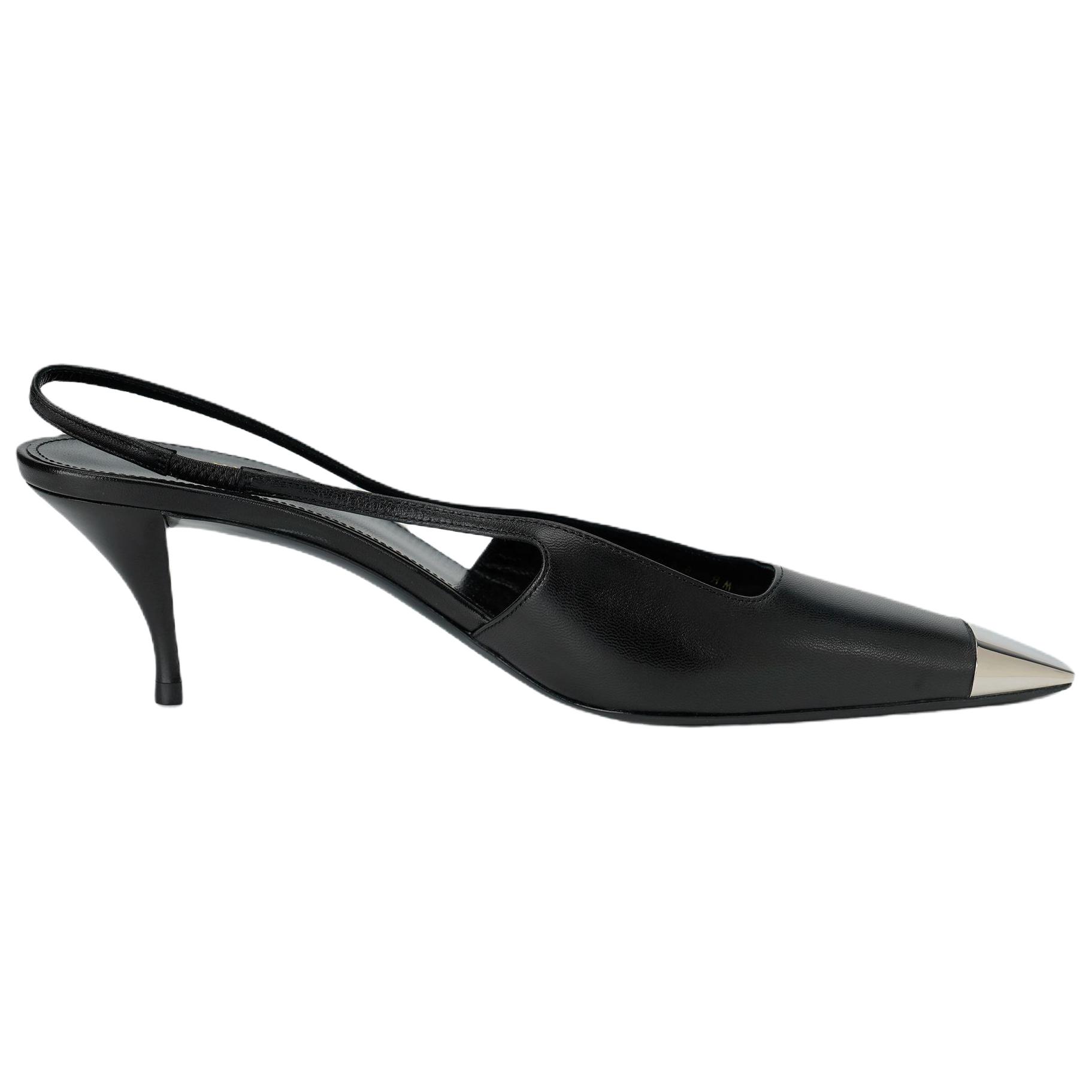 SAINT LAURENT Blade Leather Cone Heel High Heels 6CM Women's Black