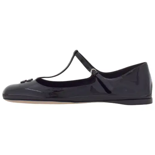 MIU MIU Leather Flat Casual Shoes Women's Black