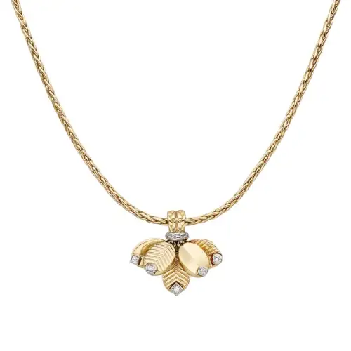 CARTIER Grain De Café 18K Gold Diamond Necklaces Unisex Gold