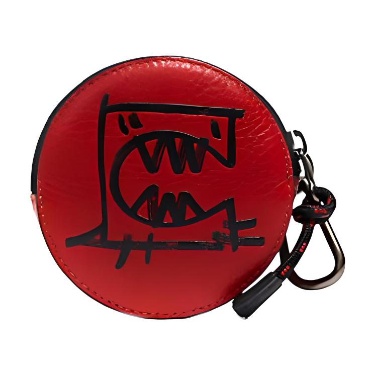 COACH Coach x Guang Yu joint model ROUND HYBRID 11 pebbled leather and smooth calfskin coin purse mini unisex couple model dark red black