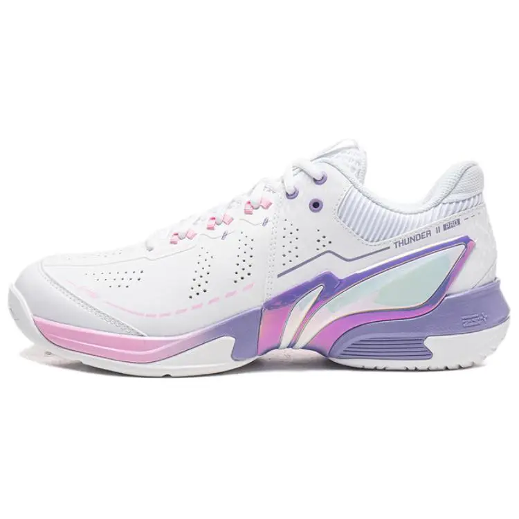 Li Ning Badminton Collection Thunder II PRO Cushioning Low top Badminton Shoes Unisex Standard White/Diamond Pink