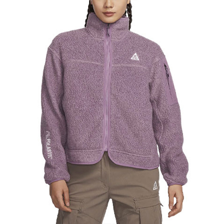 Nike Fleece Tops Women’s Violet Stand Collar Moderate