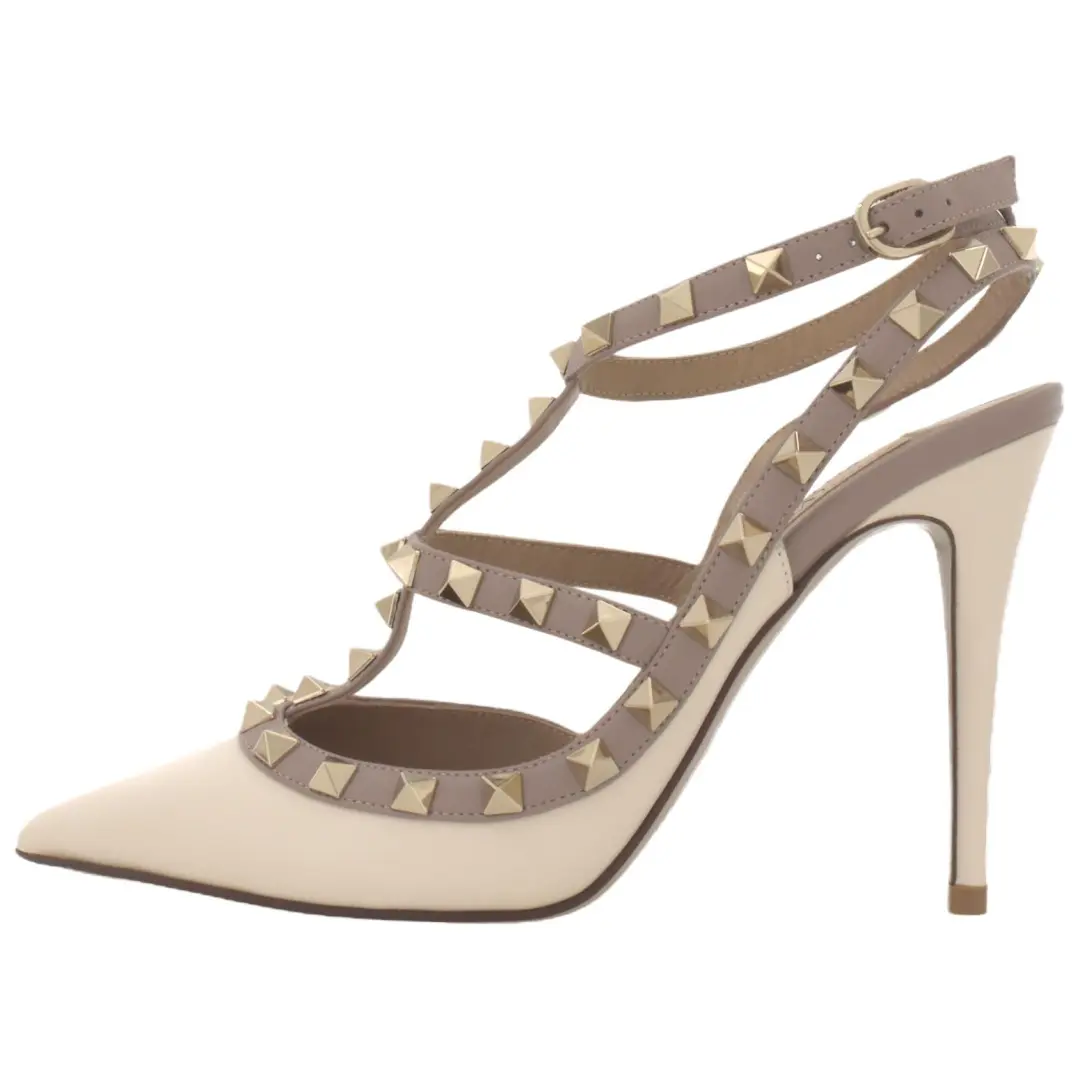Valentino Rockstud Slim Heel High Heels 10cm Women's White