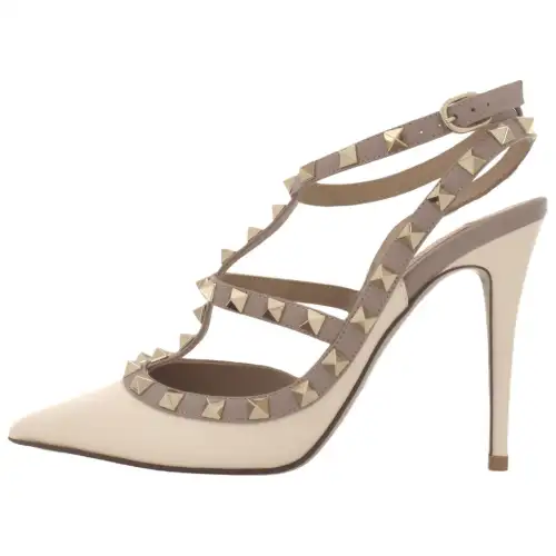 Valentino Rockstud Slim Heel High Heels 10cm Women's White