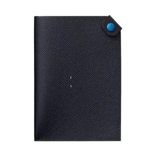 HERMES Tarmac Epsom Calfskin Passport Holder Women's Indigo/Greek Blue