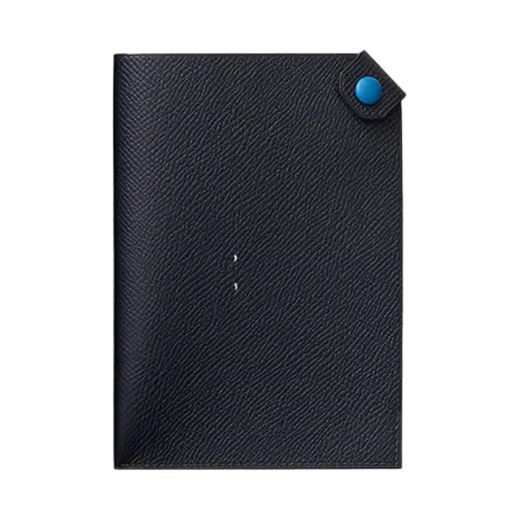 HERMES Tarmac Epsom Calfskin Passport Holder Women's Indigo/Greek Blue